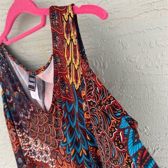 Coco Bianco Women's XL Multicolor Paisley Bell Sleeve Cold Shoulder Top - Picture 6 of 9